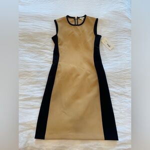 NWT- Shoshanna Sheath Dress, Tan/Black, Size 2